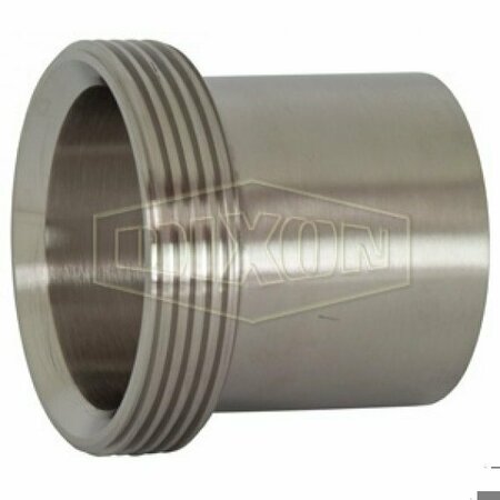 DIXON Light Wall Tank Ferrule, 1-1/2 in Nominal, Thread Beveled Seat End Style, 304 Stainless Steel 15WL-G150